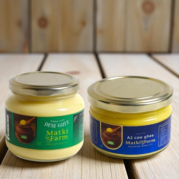 Ghee Combo | 200ml Desi Ghee + 200ml A2 Cow Ghee | Total 400ml | 100% Organic | Sample/Trial Pack